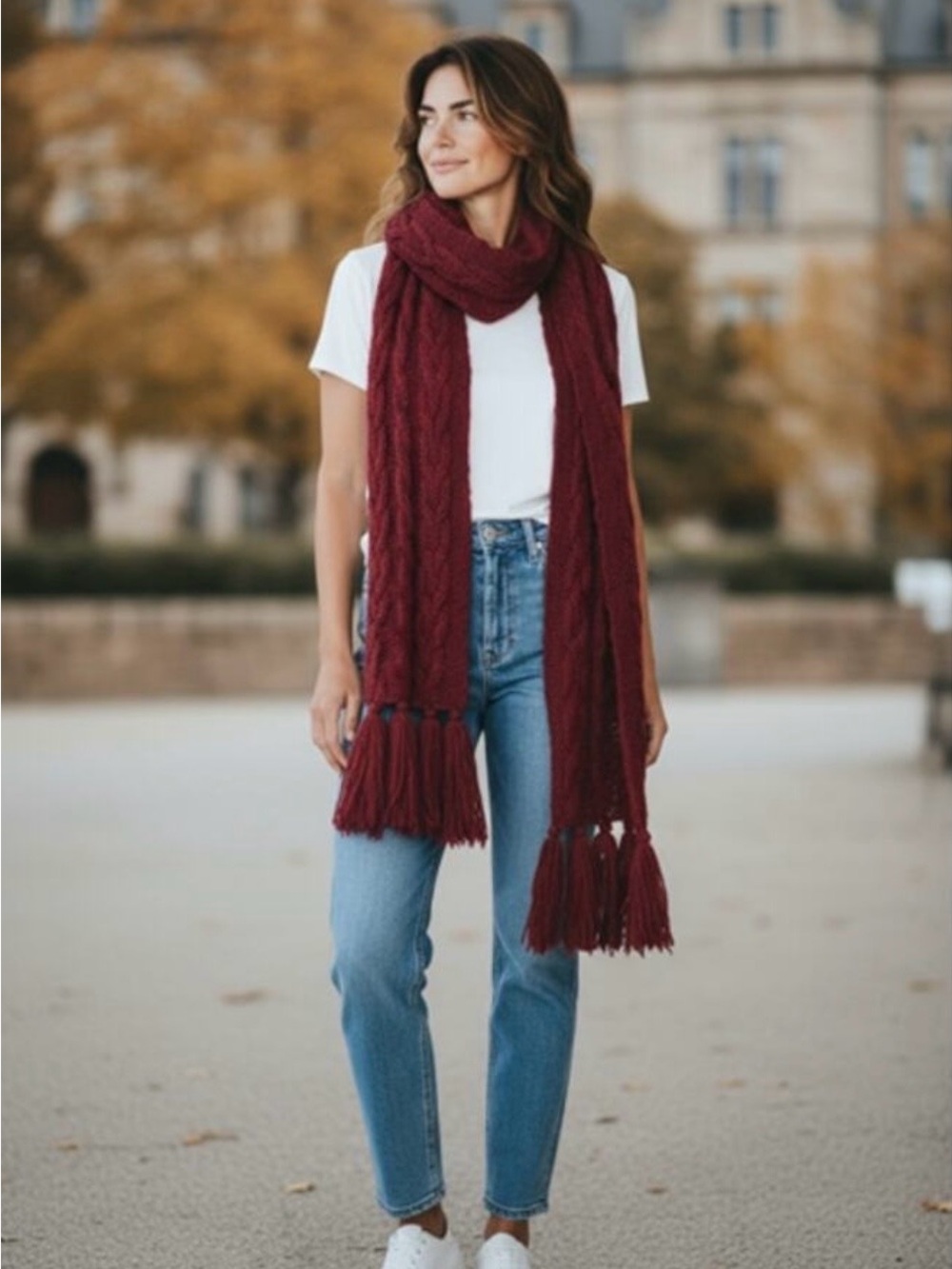 GAP Cable-Knit Tassel Scarf